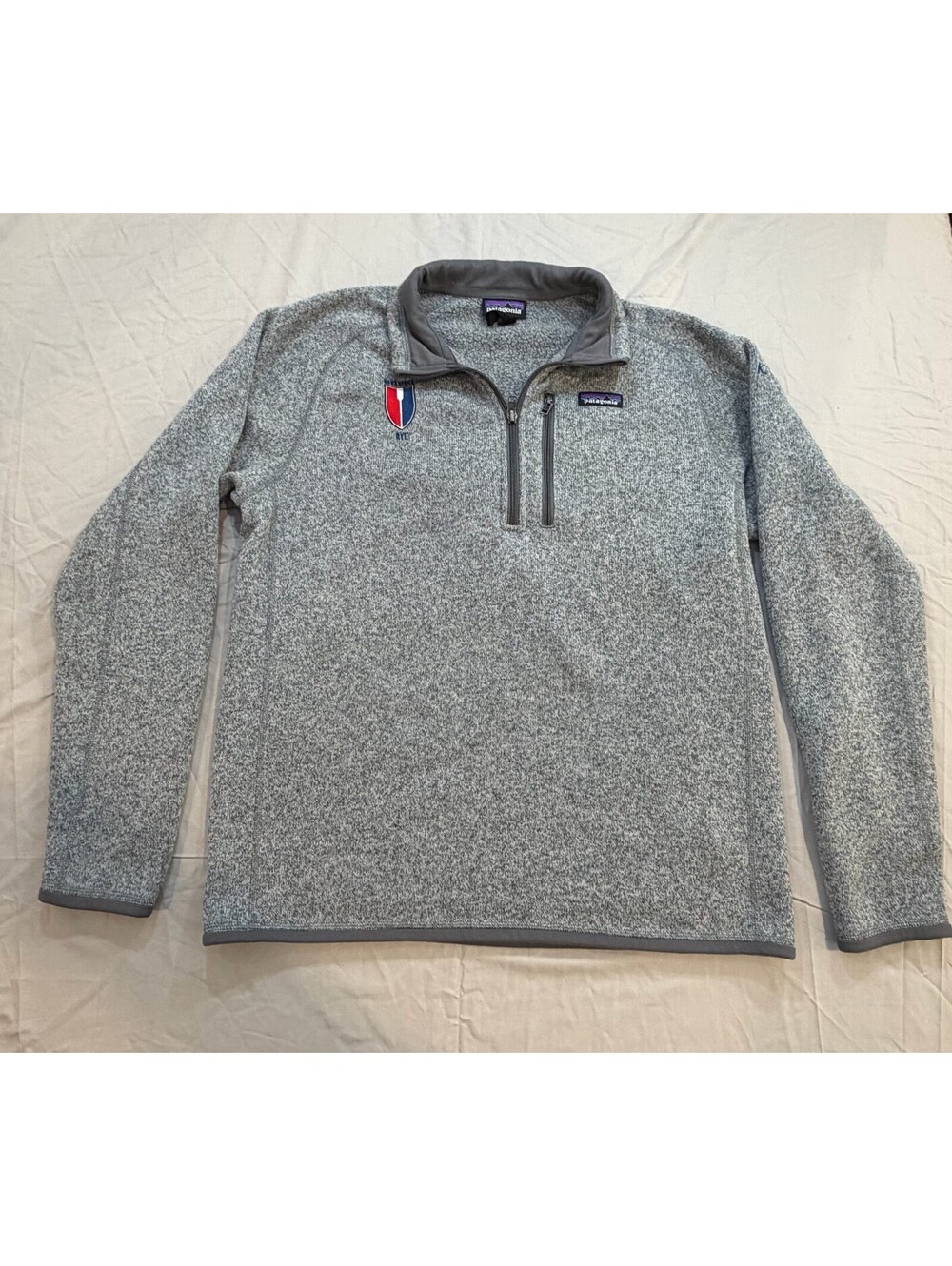 Patagonia Better Sweater 1/4 Zip Men M Gray Rye Crest Embroidered Fleece